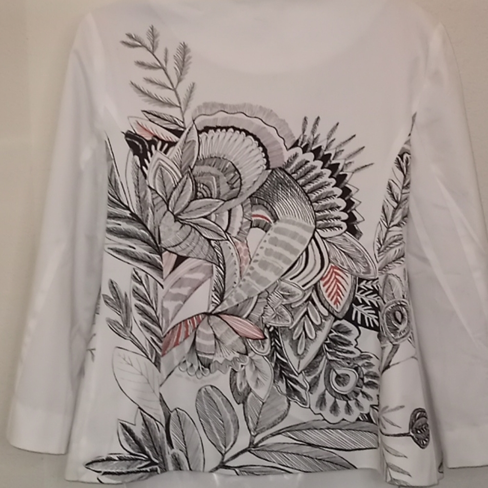 Chico's Short Floral Print Jacket - Picture 9 of 14